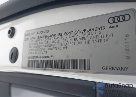 2017 Audi A4 2.0T Premium z USA, uszkodzony, nr VIN WAUENAF48HN010178